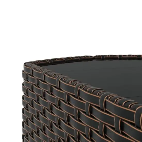 vidaXL 4 Piece Patio Lounge Set with Cushions Brown Poly Rattan image {8}