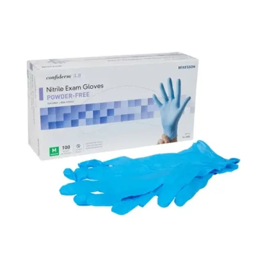3.8 Confiderm McKesson Nitrile Exam Glove Blue Textured Fingertips image {7}