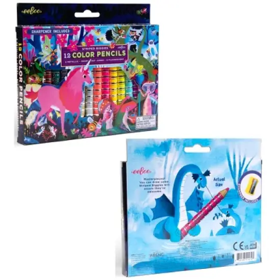 eeBoo: Striped Biggies Magical Creatures Pencils Set, 12 Pieces image {5}