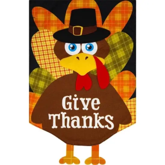 Briarwood Lane Thanksgiving Garden Flag 12x18 For Outdoor Give Thanks Turkey Burlap For Thanksgiving Garden Flag Flags For Outside image {4}