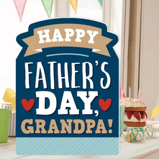 Big Dot of Happiness Grandpa, Happy Father's Day - We Love Grandfather Giant Greeting Card - Big Shaped Jumborific Card - 16.5 x 22 inches image {1}
