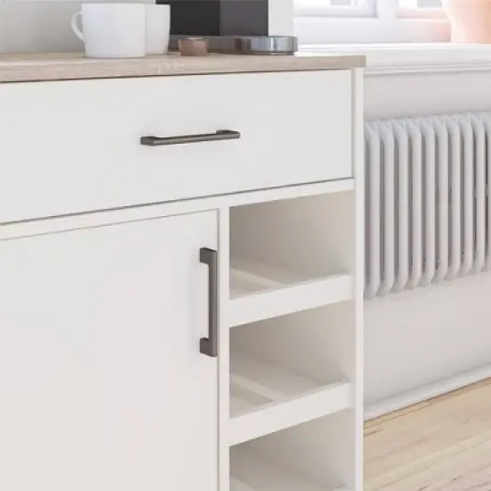 Canturbury Bar Cabinet with Beverage Shelves White - Room & Joy image {4}