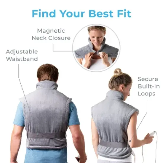 Pure Enrichment PureRelief XL Extra-Long Back and Neck Heating Pad - 29" x 24" - Gray image {4}