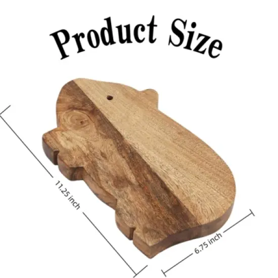 SEVOBAL Serving Platters Cute Rabbit Shape Wood Cheese and Bread Board with Asymmetrical Modern Design for Cakes, Appetizers, Brown, 6.75"*11.25"*1" image {2}