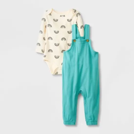 Baby 2pc Long Sleeve Bodysuit & Overalls Set - Cat & Jack&trade; Mint Green image {4}