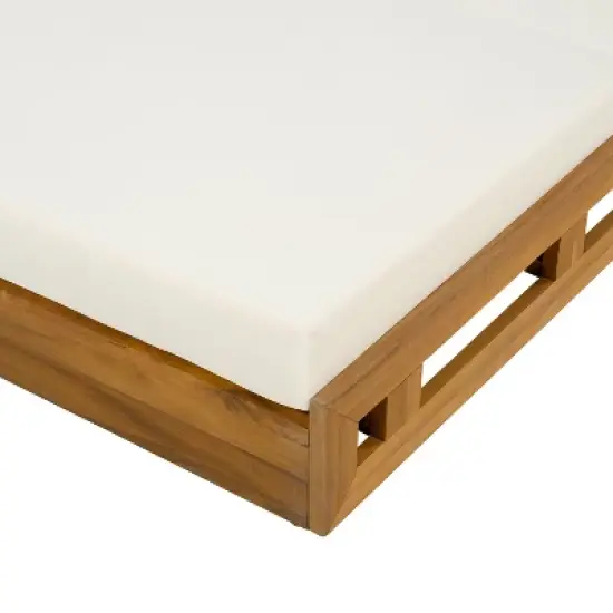 Christopher Knight Home Moreno Outdoor Acacia Wood Adjustable Chaise Lounge with Water-Resistant Cushion (Set of 4) image {7}