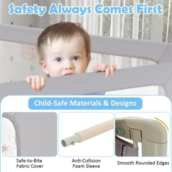 Infans 70" Bed Rail for Toddlers Infants Foldable Safety Bed Guardrail with Double Lock image {5}