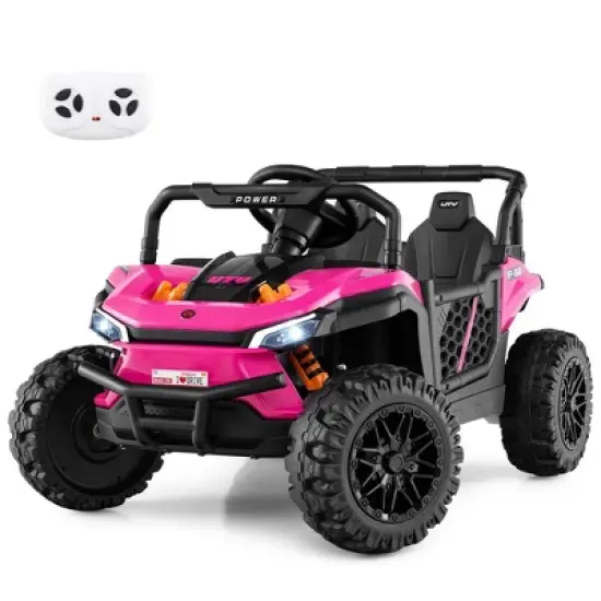 Costway 12V Kids Ride on Truck with Parental Remote 3 Speeds & Reverse Forward Function White/Red/Pink image {10}