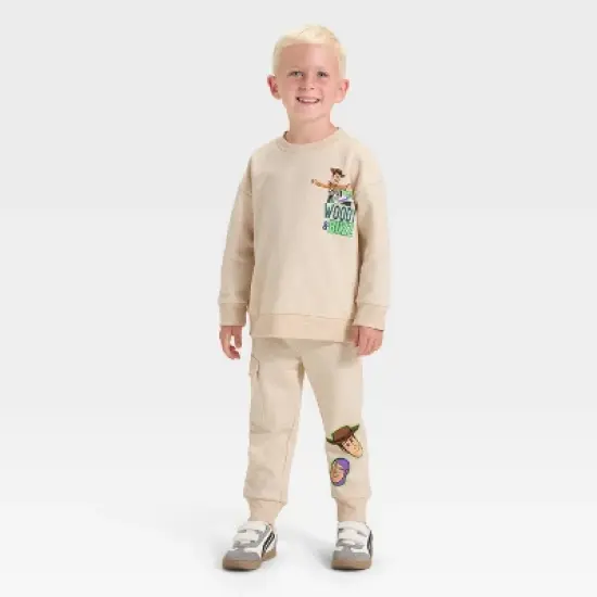 Toddler Boys' 2pc Disney Toy Story Fleece Pullover and Bottom Set - Beige image {4}