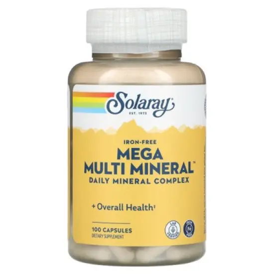 Solaray Mega Multi Mineral, Iron Free, 100 Capsules image {4}