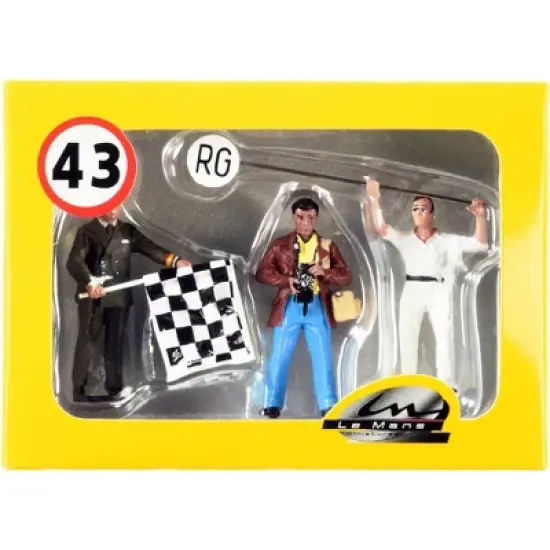Set of 3 Figurines Robert Photographer, Leon Swen Race Director & Manfred The Mechanic for 1/43 Scale Models Le Mans Miniatures image {2}