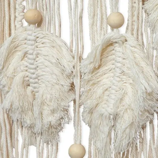 Okuna Outpost Large Macrame Dream Catcher, Bohemian Style Home Wall Decor (White, 46 x 11.8 in) image {6}