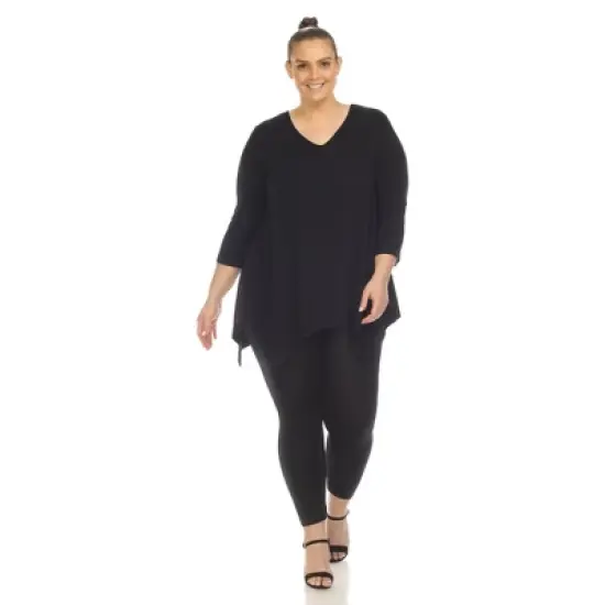 Plus Size Empire Cut V-Neck Tunic Top image {4}