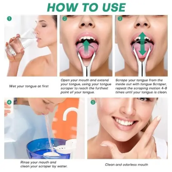 Maison Products Tongue Scraper for Adults (2 Pack), Reduce Bad Breath, Stainless Steel Tongue Cleaners, 100% Metal Tongue Scraper image {5}