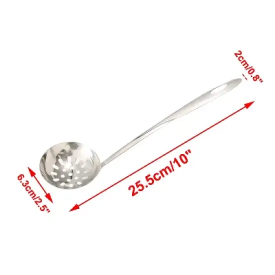 Unique Bargains Stainless Steel Mesh Slotted Strainer Ladle Cooking Utensil 10" Length Silver Tone 2 Pcs image {1}