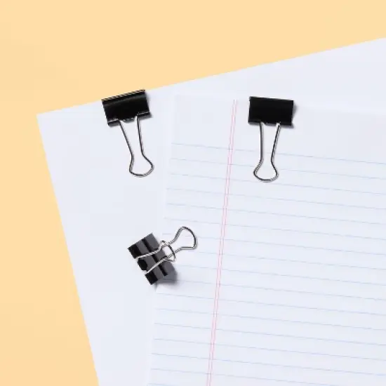 12ct Medium Binder Clips - up&up&trade;: Office Supplies, Steel, Silver & Black, 1.87" Height, 12 Pack image {1}