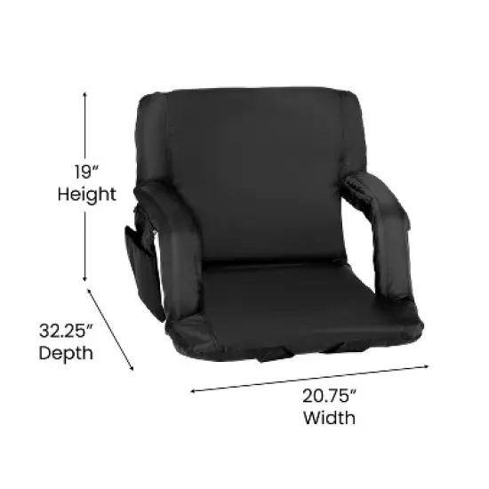 Flash Furniture Portable Lightweight Reclining Stadium Chair with Armrests, Padded Back & Seat with Dual Storage Pockets and Backpack Straps image {10}