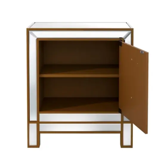 Modern Mirrored Nightstand With 1 Door, Silver - ModernLuxe image {6}