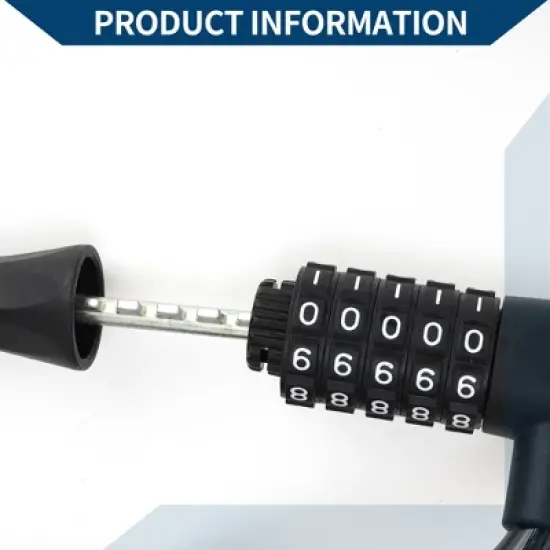 Unique Bargains Extended Bicycle Padlock Spiral Cable Lock Resettable 5 Digit Bike Lock Black image {2}