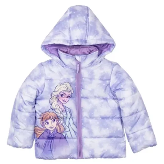 Disney Frozen Princess Anna Elsa Girls Zip Up Winter Coat Puffer Jacket Toddler image {2}