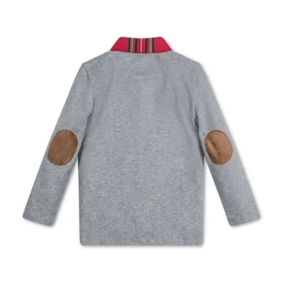 Hope & Henry Boys' Long Sleeve Polo Shirt with Woven Collar and Elbow Patches, Kids image {2}