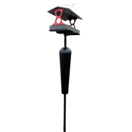 JCs Wildlife Cardinal Red and Gray Large Fly Thru Bird Feeder with Denali Squirrel Proof Mounting Pole - Squirrel Proof Bird Feeder Kit - Holds 8 Cups image {9}