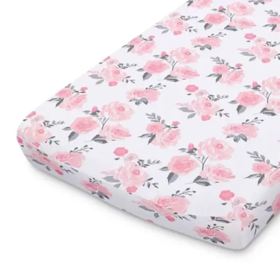 The Peanutshell Changing Pad Covers - Pink Roses/Floral 2pk image {1}