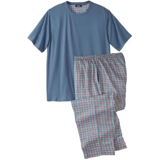 KingSize Men's Big & Tall Jersey Knit Plaid Pajama Set image {10}