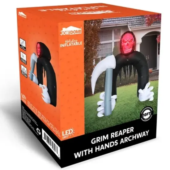 Joyfy 10 FT Halloween Inflatable Outdoor Decoration, Giant Grim Reaper Archway with LEDs for Halloween Party Outdoor Yard Garden Lawn Party Decoration image {8}