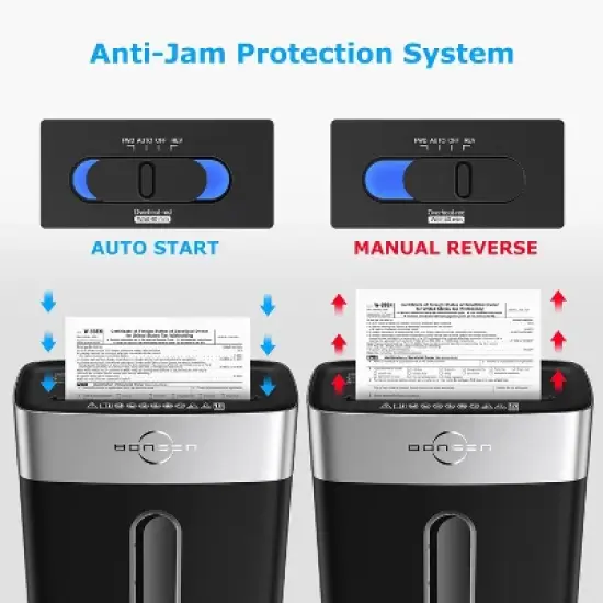 BONSEN 10-Sheet Cross-Cut Shredder for Home Office, P-4 high security, quiet, credit card shredder, jam-proof system, 4-gallon bin image {6}