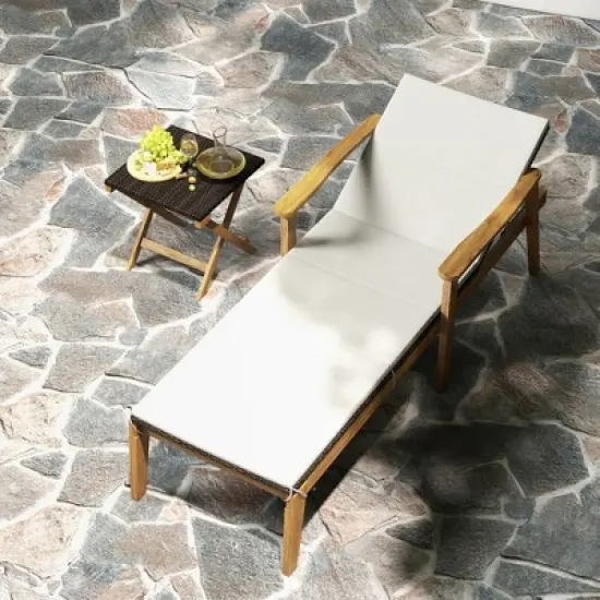 Tangkula Outdoor Chaise Lounge Chair w/ Armrests & 4-Level Backrest Adjustment image {1}