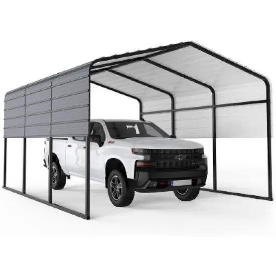 Metal Carport 13x16 FT, Outdoor Galvanized Shelter, Heavy Duty Car Canopy with Steel Roof & Frame image {8}