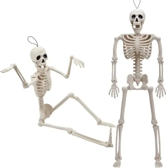 Joyfy 1/2 PCS 24" Posable Skeleton Halloween Decorative Props for Indoor/Outdoor Halloween Decorations, Graveyard Haunted House Spooky Scene Party image {8}
