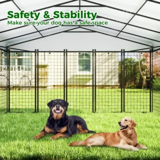 XBRIGH Large, medium and small black square dog crate for outdoor and lawn use with UV cover for outdoor backyard farms image {5}