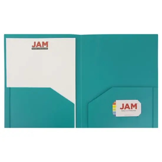 JAM 6pk 2 Pocket Heavy Duty Plastic Folders - Teal image {1}