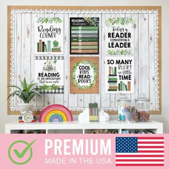 Hadley Designs Farmhouse Greenery Reading Posters For Classroom Library Decor, Set of 6 image {2}