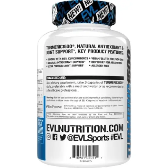 Evlution Nutrition Turmeric Curcumin - Antioxidant Support - 30 Servings image {2}