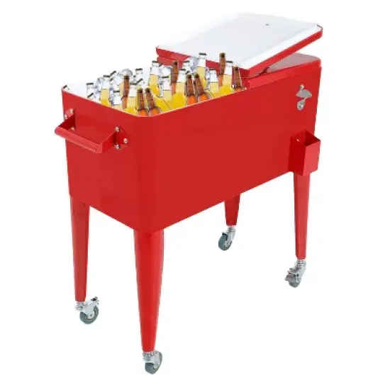 FDW Cooling Bin 80 Quart Outdoor Cooler Cart Rolling Cooler Bin with Wheels & Cap Catcher Keep Drinks Cool or Warm for Hours image {8}