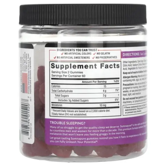 Force Factor Somnapure&reg;, Great Tasting Melatonin Gummies, Dream Berry, 120 Gummies (5 mg per Gummy) image {1}