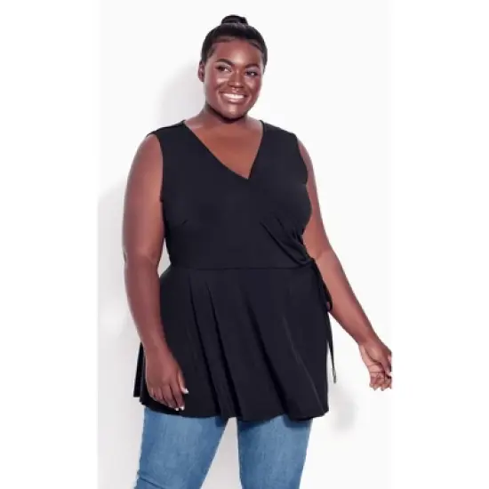 Women's Plus Size Lindsey Wrap Top - black | AVENUE image {3}