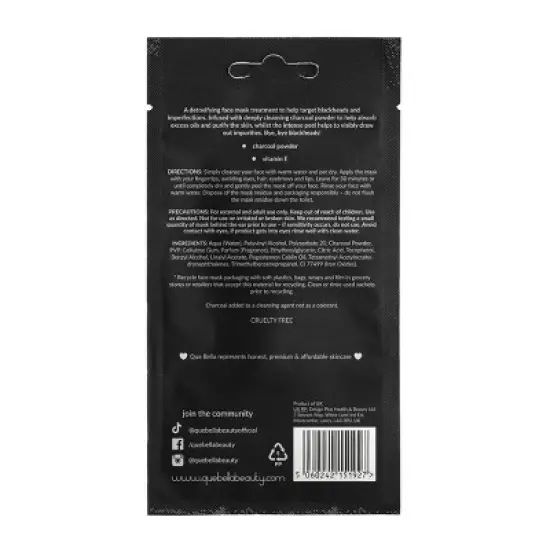 Que Bella Detoxifying Charcoal Peel off Mask - 0.5oz image {2}