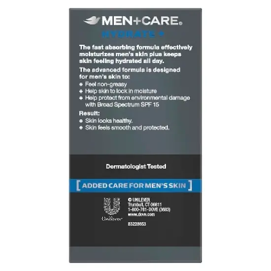 Dove Men+Care Hydrate + SPF 15 Sunscreen Face Lotion - Trial Size - 1.69oz image {4}