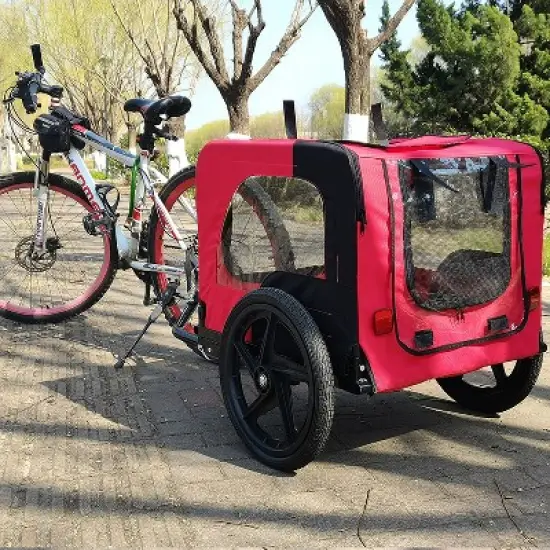 Pet Bike Trailer Dog Cart for Bicycle,Suitable for Small and Medium Pets, Easy Folding Cart Frame, Quick Release Wheel, Non-Slip Floor, Internal Leash image {13}