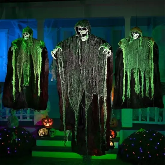Joyfy 3 Pack Halloween Decoration Hanging Grim Reapers, Halloween Skeleton Flying Ghost D&eacute;cor Prop for Indoor Outdoor Use image {1}
