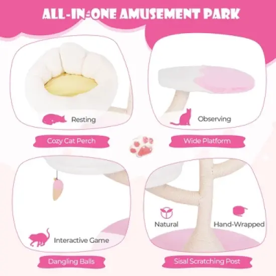 Tangkula Multi-Layer Cat Tree Cute Cat Tower w/ 2 Cat Perches & 2 Platforms image {7}