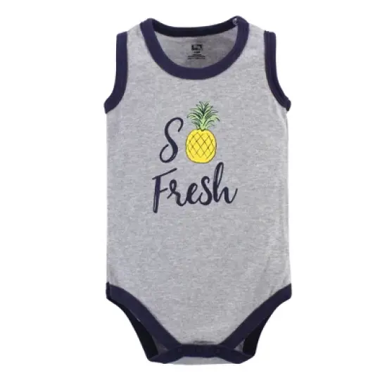 Hudson Baby Infant Boy Cotton Sleeveless Bodysuits 5pk, Pineapple image {1}