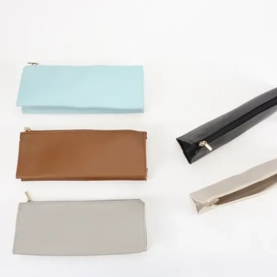 Unique Bargains Faux Leather Zipper Pencil Case image {4}