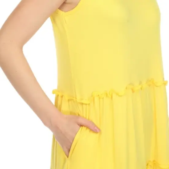 Women's Scoop Neck Tiered Midi Dress image {3}