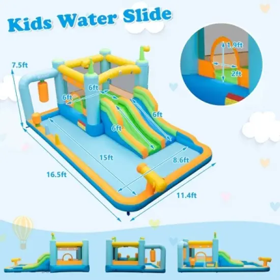 Costway Inflatable Water Slide Giant Kids Bounce House Park Splash Pool without Blower image {3}