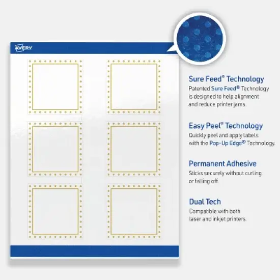 Avery 3" x 3" Labels, Gold Border with Gold Dots, 60 ct image {2}